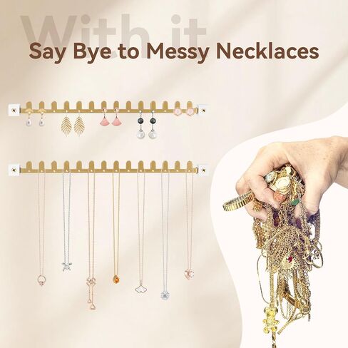 2 Pack Metal Necklace Holder and Earring Organizer Earring and Necklace Display Storage, Space-saving Jewelry Organizer in Saudi Arabia