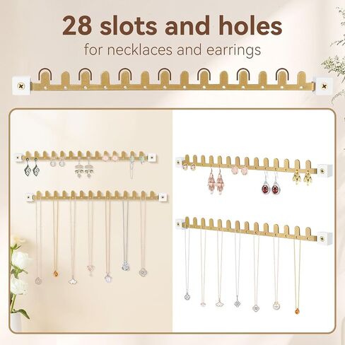 2 Pack Metal Necklace Holder and Earring Organizer Earring and Necklace Display Storage, Space-saving Jewelry Organizer in Saudi Arabia