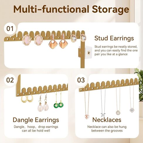 2 Pack Metal Necklace Holder and Earring Organizer Earring and Necklace Display Storage, Space-saving Jewelry Organizer in Saudi Arabia