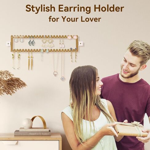 2 Pack Metal Necklace Holder and Earring Organizer Earring and Necklace Display Storage, Space-saving Jewelry Organizer in Saudi Arabia