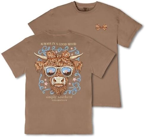 Simply Southern Always in A Good Mood - Highlander - Cow - Youth T-Shirt in Kuwait