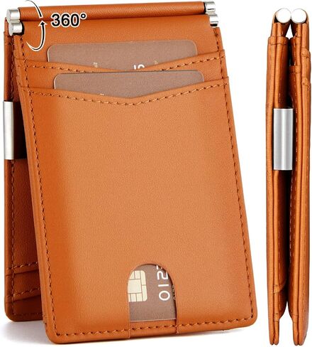 Men's Genuine Leather RFID Blocking Slim Wallet Pop-Up Card Holder 9-12 Card Capacity ID Window & Cash Slot (Black-Cash Pocket) in Saudi Arabia