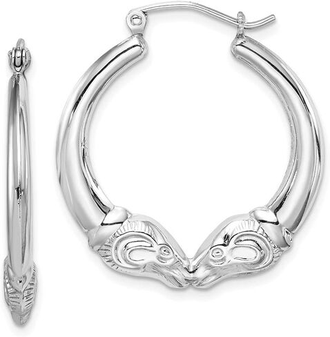 Diamond2Deal 925 Sterling Silver Rhodium Plated Rams Head Hoop Earrings in Kuwait