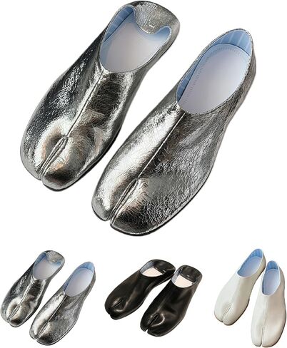 Women's Tabi Shoes with Genuine Leather Upper- Soft Sole- Low Heel & Non - Slip Sole - Versatile Fashion Mules for Daily Wear. in Saudi Arabia