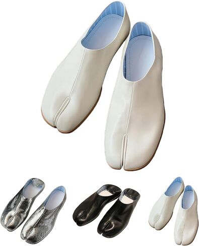 Women's Tabi Shoes with Genuine Leather Upper- Soft Sole- Low Heel & Non - Slip Sole - Versatile Fashion Mules for Daily Wear. in Saudi Arabia