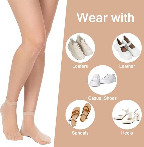 20 Pairs Sheer Ankle Socks for Women Nylon Stockings Ultra Thin Soft Silky Breathable Transparent Socks Reinforced Toe Invisible Low Cut Casual Daily Wear in Saudi Arabia