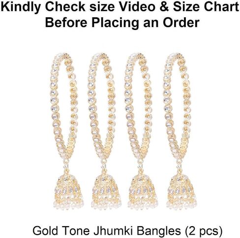 Efulgenz Indian Bollywood Traditional Rhinestone Crystal Wedding Jhumka Tassel Bracelet Bangle Set Jewelry in Kuwait