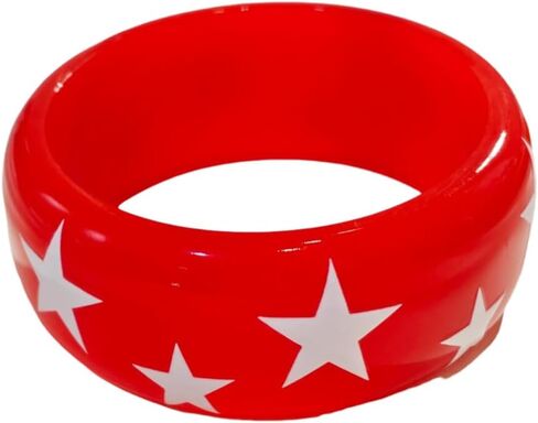 Retro Star Pattern Wide Resin Bangle Y2k Vintage Punk Acrylic Colorful Statement Wristband for Women in Saudi Arabia