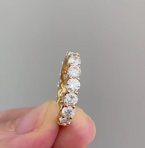 YashJewelArt 3.00Ct Round Cut Lab Created Diamond Women's Full Eternity Wedding Band Ring 14K Yellow Gold Finish 925 Sterling Silver in Kuwait