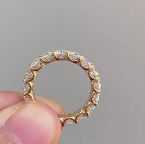YashJewelArt 3.00Ct Round Cut Lab Created Diamond Women's Full Eternity Wedding Band Ring 14K Yellow Gold Finish 925 Sterling Silver in Kuwait