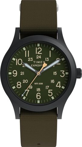 Timex Men's Expedition Scout 36.5mm Watch - Green Slip-Thru Single Layer Green Dial Black Case in Kuwait