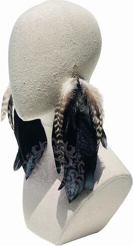 Black Feather Earrings for Women Dangling Nature Feather Earring 6"-8" Long Fashmorous in Saudi Arabia
