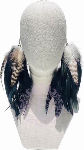 Black Feather Earrings for Women Dangling Nature Feather Earring 6"-8" Long Fashmorous in Saudi Arabia