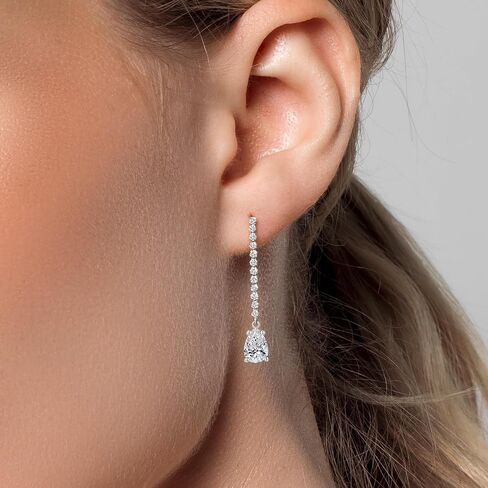 Gem Stone King 1.76 Cttw IGI Certified Lab Grown Diamond في أقراط من الذهب الأبيض عيار 14 قيراط للنساء | مركز على شكل كمثرى ألماس 0.70 قيراط | لون D-E | وضوح VS1-VS2 in Kuwait