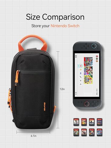 BOPai Crossbody Traveling Bag for Men Chest Sling Shoulder Handbag for Nintendo Switch 2, Protective Travel Chest Carrying Gaming Pouch with 8 Game Cartridges Slots in Saudi Arabia