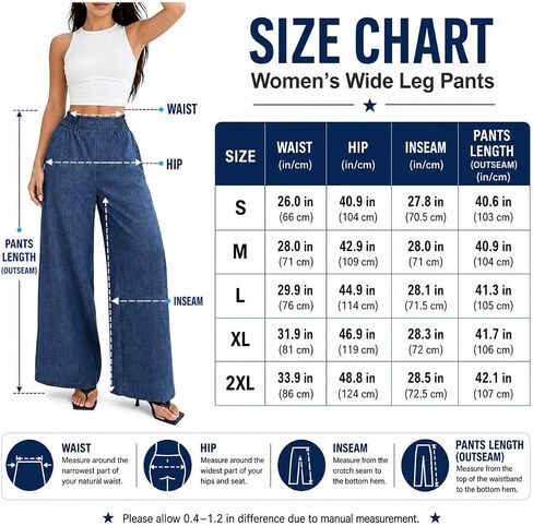 Womens High Waisted Pants, Summer Casual Wide Leg Palazzo Pants for Work Office Business Loose Casual Comfy Trouser in Kuwait