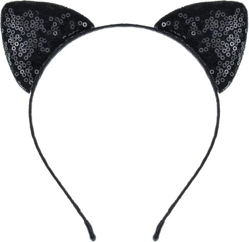 Glitter Cat Ears Headband Halloween Holiday Cosplay Party Costume Hair Accessories in Saudi Arabia