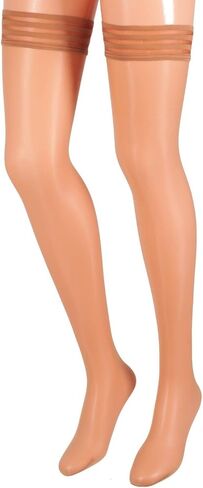 Cecilia de Rafael Women's Sevilla Super Shiny Hold Ups in Black with Invisible Toe - Nylon & Spandex - Small in Saudi Arabia