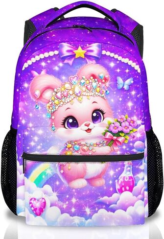 Girls Unicorn Backpack, 17 Inch Kids Rainbow Bookbag | Water-Resistant Polyester Kindergarten School Bag with Multiple Organizer Pockets in Saudi Arabia