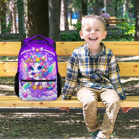 Girls Unicorn Backpack, 17 Inch Kids Rainbow Bookbag | Water-Resistant Polyester Kindergarten School Bag with Multiple Organizer Pockets in Saudi Arabia