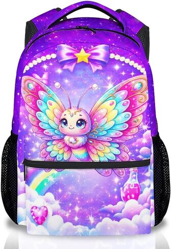 Girls Unicorn Backpack, 17 Inch Kids Rainbow Bookbag | Water-Resistant Polyester Kindergarten School Bag with Multiple Organizer Pockets in Saudi Arabia
