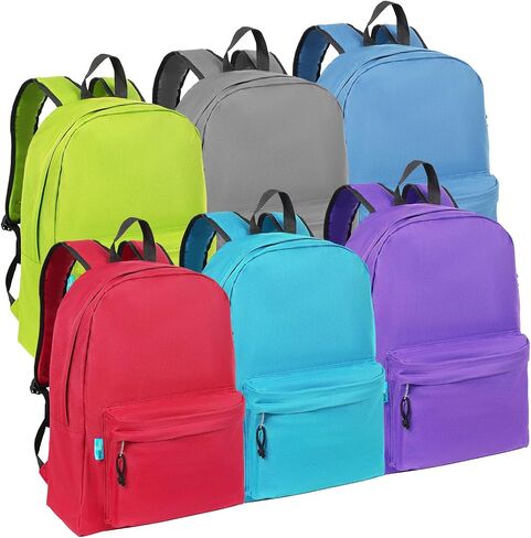 Bulk Backpacks Set of 6 for School & Travel - 18.1" Durable 600D Polyester Multi-Color Bookbag Assortment - Fits 15.6 Inch Laptop - High, Middle School & Elementary Student Packs in Saudi Arabia