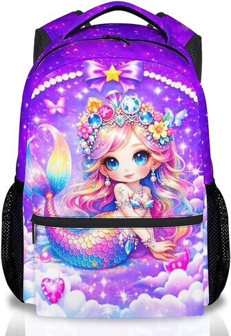 Girls Unicorn Backpack, 17 Inch Kids Rainbow Bookbag | Water-Resistant Polyester Kindergarten School Bag with Multiple Organizer Pockets in Saudi Arabia