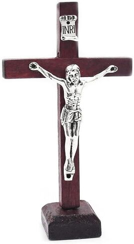 Mozff Wall and Table Wood Cross Crucifix, Crucifix Wall Cross Wooden Catholic Cross With Stand Religious Christian Standing Church Home Ornaments For Prayers in Saudi Arabia