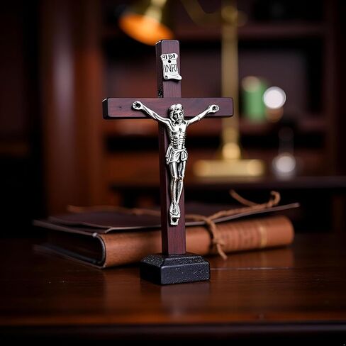 Mozff Wall and Table Wood Cross Crucifix, Crucifix Wall Cross Wooden Catholic Cross With Stand Religious Christian Standing Church Home Ornaments For Prayers in Saudi Arabia