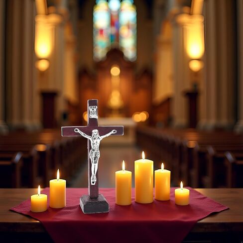 Mozff Wall and Table Wood Cross Crucifix, Crucifix Wall Cross Wooden Catholic Cross With Stand Religious Christian Standing Church Home Ornaments For Prayers in Saudi Arabia