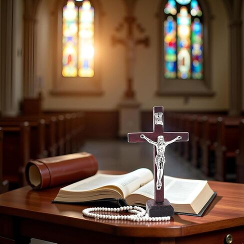 Mozff Wall and Table Wood Cross Crucifix, Crucifix Wall Cross Wooden Catholic Cross With Stand Religious Christian Standing Church Home Ornaments For Prayers in Saudi Arabia