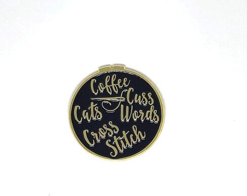 Coffee Cats Cuss Words Cross Stitch Enamel Needle Minder in Saudi Arabia