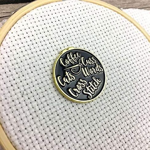 Coffee Cats Cuss Words Cross Stitch Enamel Needle Minder in Saudi Arabia