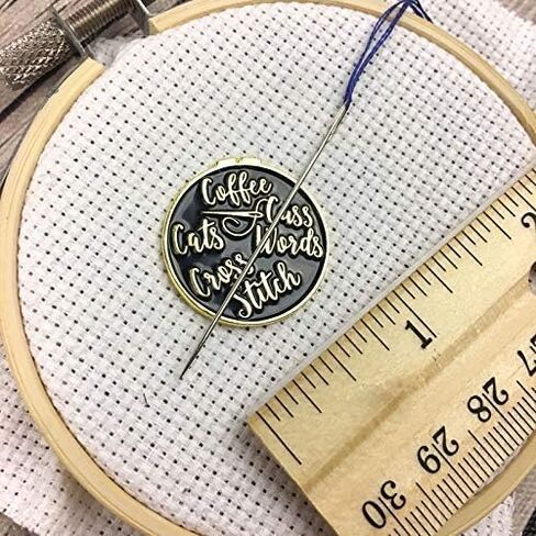 Coffee Cats Cuss Words Cross Stitch Enamel Needle Minder in Saudi Arabia