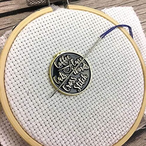 Coffee Cats Cuss Words Cross Stitch Enamel Needle Minder in Saudi Arabia
