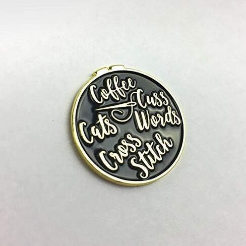 Coffee Cats Cuss Words Cross Stitch Enamel Needle Minder in Saudi Arabia