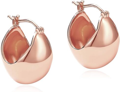 ARSIS Chunky Hoop Earrings for Women, Huggie Earrings, 18K Gold-Plated, Organic Teardrop Design, 925 Sterling Silver Post, Hypoallergenic, Gold/Silver/Rose Gold, Lightweight, Jewelry Gift for Her, Mom in Saudi Arabia