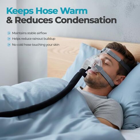 Heated CPAP Hose Cover for ResMed AirSense 11 and 10, 6ft 4in Full-Length Zipper Sleeve, Reduces Condensation and Noise, Cat Proof in Saudi Arabia