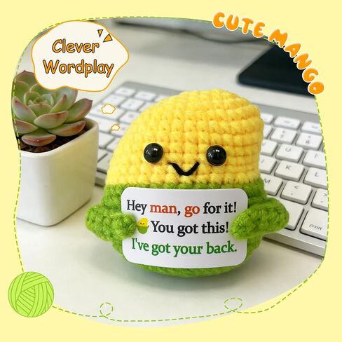 MHRYEZ Gifts for Men Him, Handmade Crochet Positive Mango Funny Birthday Gift for Boyfriend Husband Father Grandpa Uncle Brother Friend Coworkers, You Got This Desk Decor, Easter Basket Stuffers in Saudi Arabia