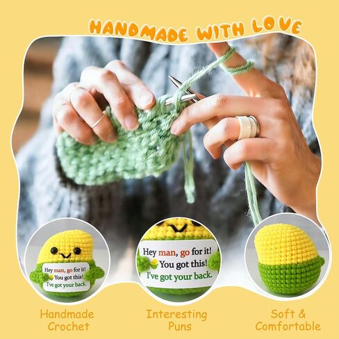 MHRYEZ Gifts for Men Him, Handmade Crochet Positive Mango Funny Birthday Gift for Boyfriend Husband Father Grandpa Uncle Brother Friend Coworkers, You Got This Desk Decor, Easter Basket Stuffers in Saudi Arabia