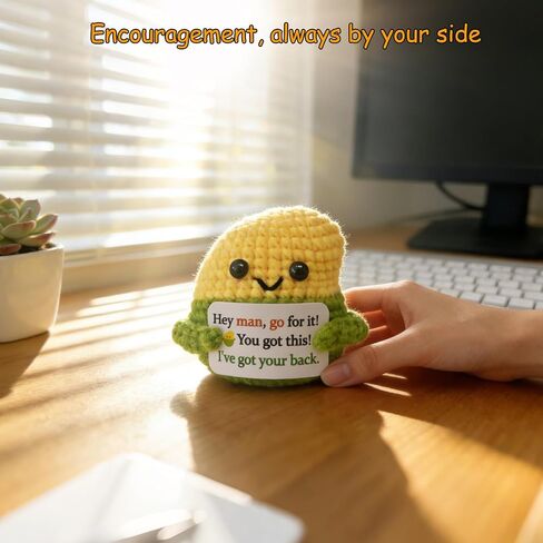 MHRYEZ Gifts for Men Him, Handmade Crochet Positive Mango Funny Birthday Gift for Boyfriend Husband Father Grandpa Uncle Brother Friend Coworkers, You Got This Desk Decor, Easter Basket Stuffers in Saudi Arabia