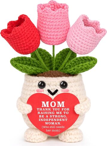 BdayPtion Mothers Day Daughter Gifts from Mom, Daughter Mothers Day Plants Gifts, Birthday Daughters Pregnancy Gift for Expecting New Mom, Daughters Present Handmade Crochet Tulip Keepsake in Saudi Arabia