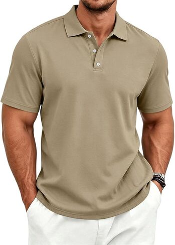 Mens Polo Shirts Short Sleeve Trendy Men's Shirts Button Down Lapel Collar Sumemr Classic Tees Solid Vintage Clothe in Saudi Arabia