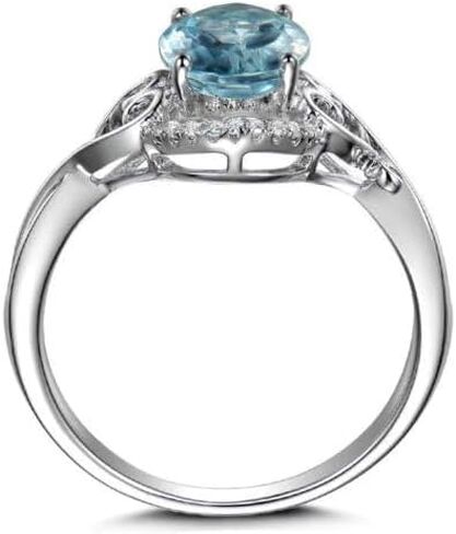 2 Carat(ctw) Aquamarine Ring Sterling Silver Aquamarine Rings for Women Vintage Oval Moissanite Engagement Rings for Women/Girlfriend/Fiancee in Saudi Arabia