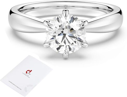 Iefil 1ct Lab Grown Diamond Rings للنساء، خواتم خطوبة ألماس دائرية للنساء، معتمدة من GRC، 925 من الفضة الإسترلينية مع طلاء الروديوم in Kuwait