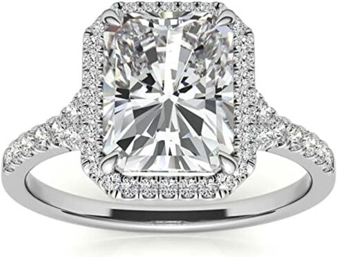 2CT-4CT مشع قطع هالة تمهيد خاتم الخطوبة اليدوية خاتم الزواج للنساء الذكرى وعد الهدايا لها مويسانيتي in Kuwait