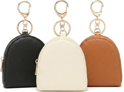 3PCS Women’s Small Coin Purse Set, Premium PU Leather Change Pouch with Durable Keychain and Smooth Metal Zipper, Mini Portable Wallet for Cash, Coins, Keys, Cards and Lipstick, Versatile Travel Bag in Saudi Arabia