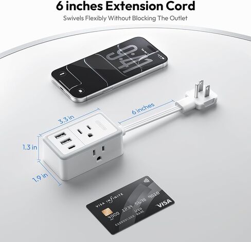 NTONPOWER قطاع الطاقة الوردي، سلك تمديد مسطح بطول 5 أقدام مع 3 منافذ 3 USB (1 USB C) سلك تمديد قابس حائط مسطح للمنزل والمكتب وأساسيات غرفة النوم in Kuwait