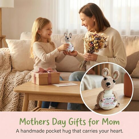 Mothers Day Anniversary Birthday Gifts for Mom from Daughter Son, Best Mum Ever Stuff for Stepmom Bonus Mummy Mother in Law, Handmade Crochet Kangaroo Plush Stuffed, Funny I Love You Moms Cute Decor in Saudi Arabia