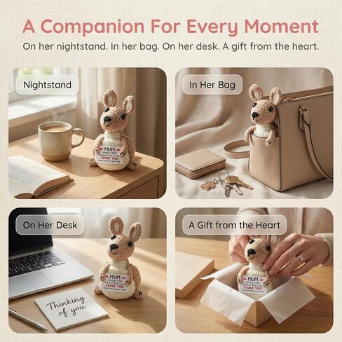Mothers Day Anniversary Birthday Gifts for Mom from Daughter Son, Best Mum Ever Stuff for Stepmom Bonus Mummy Mother in Law, Handmade Crochet Kangaroo Plush Stuffed, Funny I Love You Moms Cute Decor in Saudi Arabia
